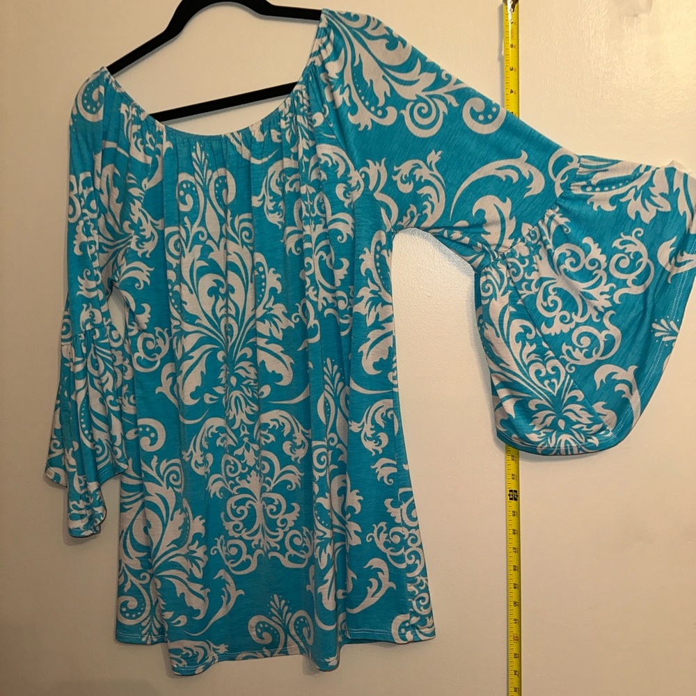 Elegant Blue and White Women's Top